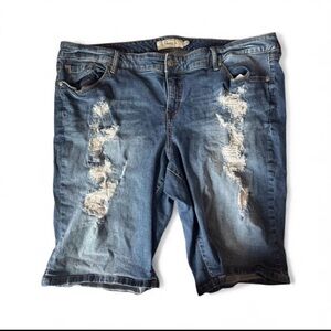 Torrid Ripped Blue Jean Shorts